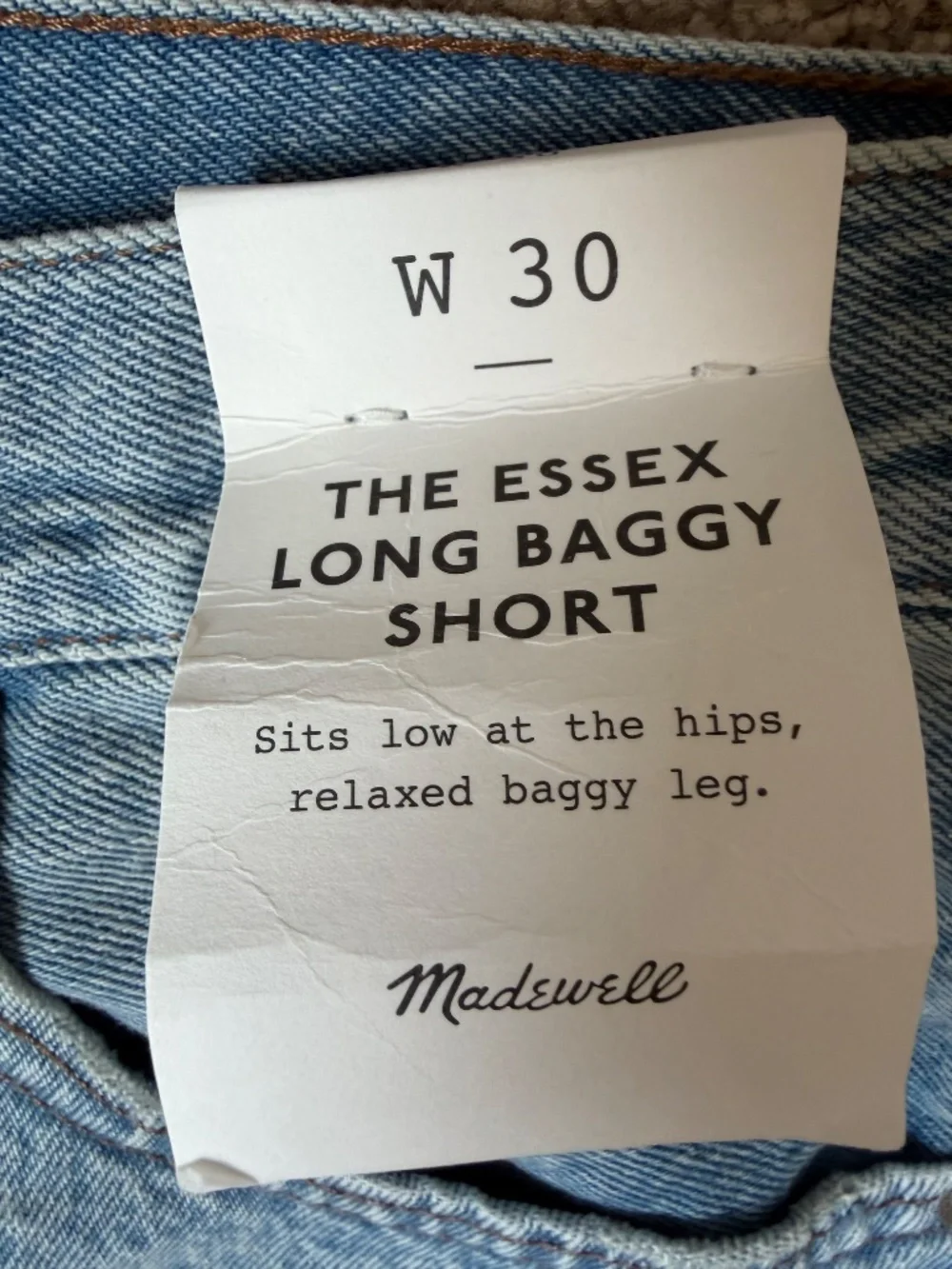 Madewell NWT Essex Long Baggy Short, 30